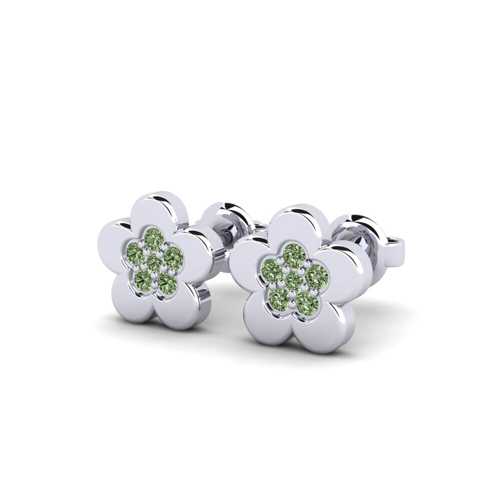 White Silver Green Diamond Kid's Earring Disestablish