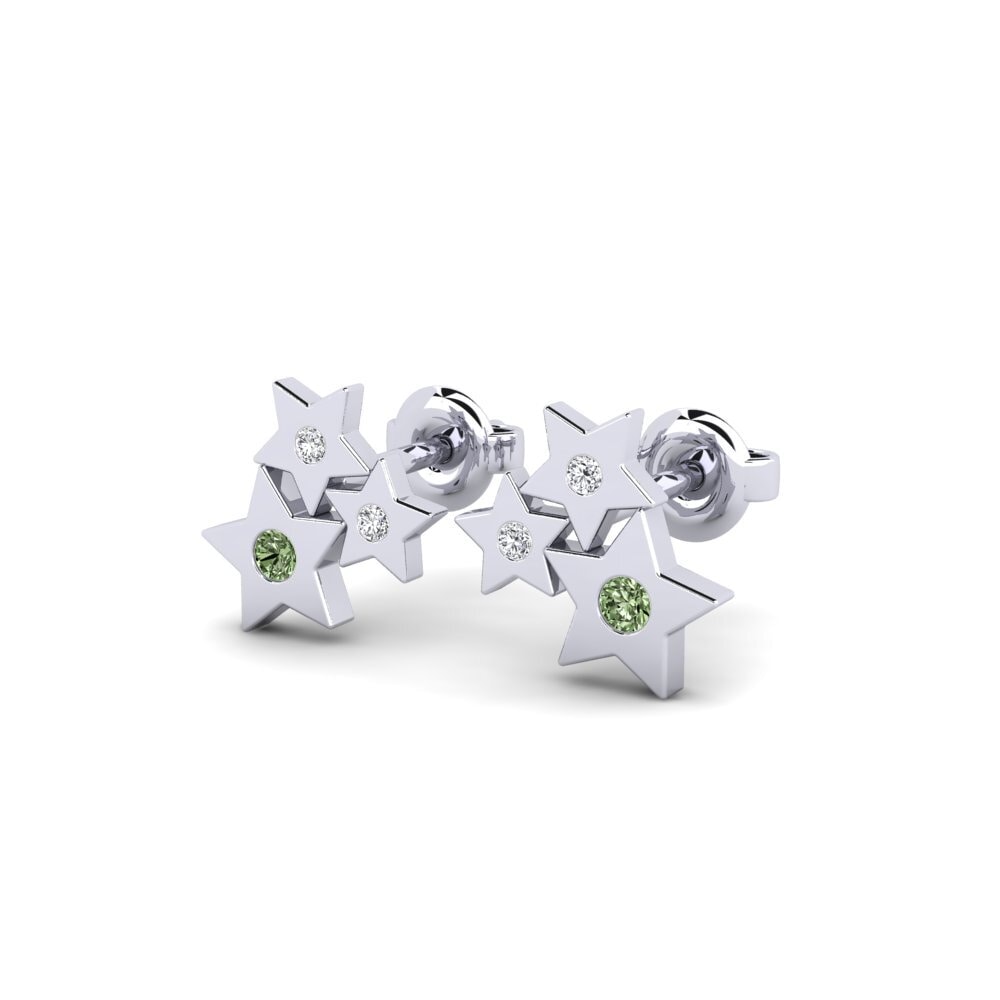 White Silver Green Diamond Kid's Earring Disestablishment