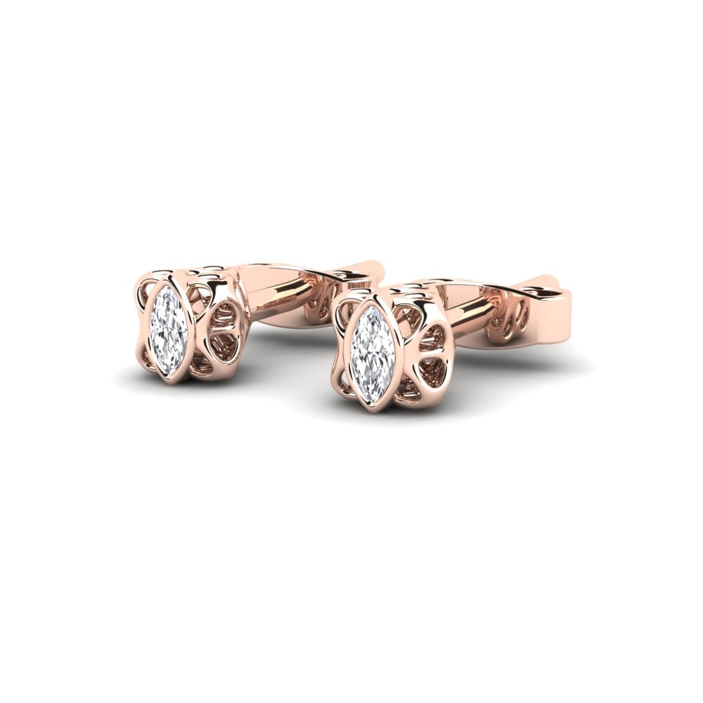 14k Oro Rosa Marquesa Pendiente de mujer Dishclout