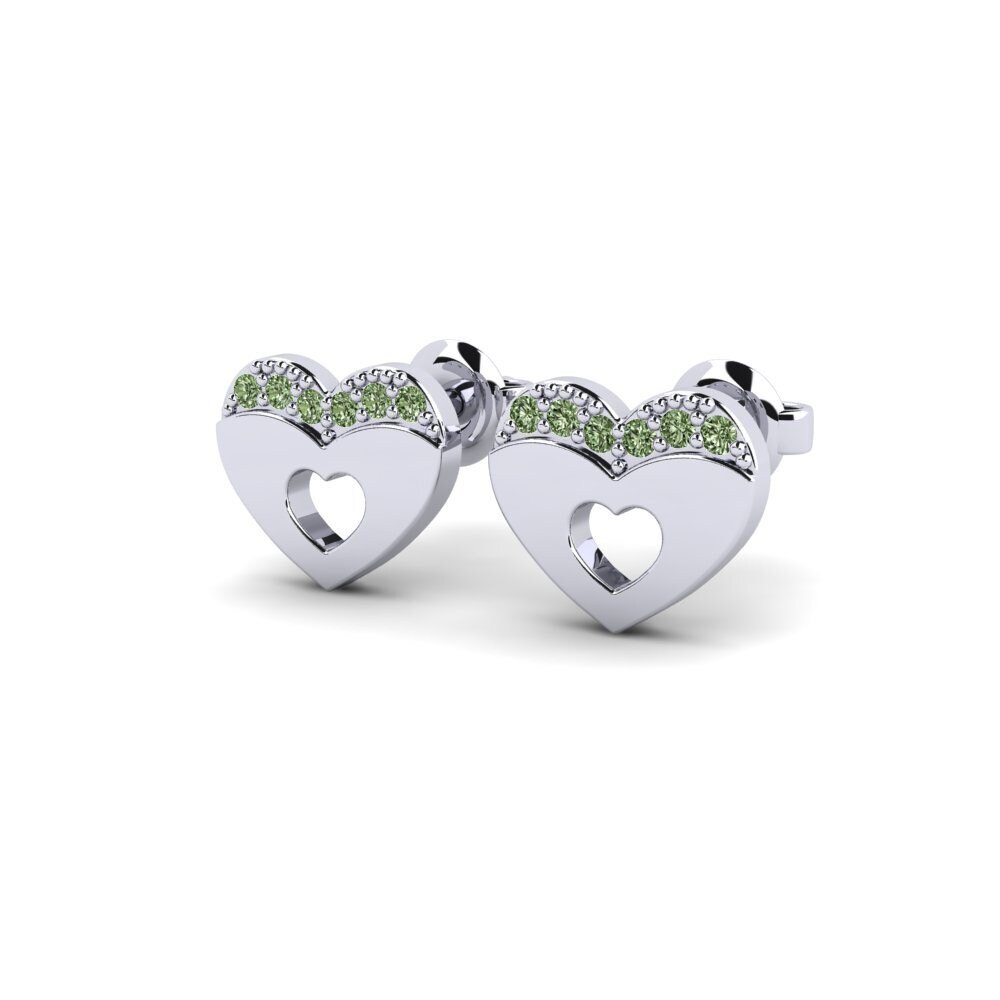 White Silver Green Diamond Kid's Earring Dissimilarity