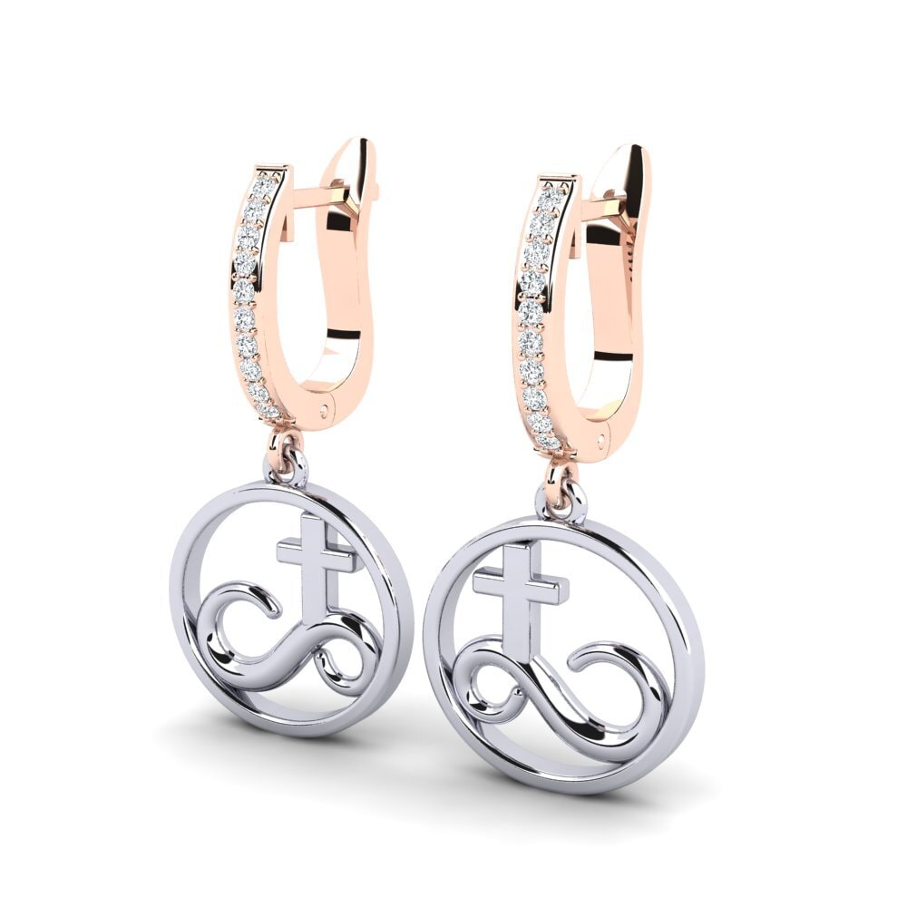 9k Oro Rosa & Blanco Pendiente de mujer Divide
