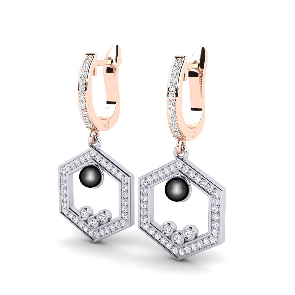 14ct Rose / White Gold Women's Earring Dizionario