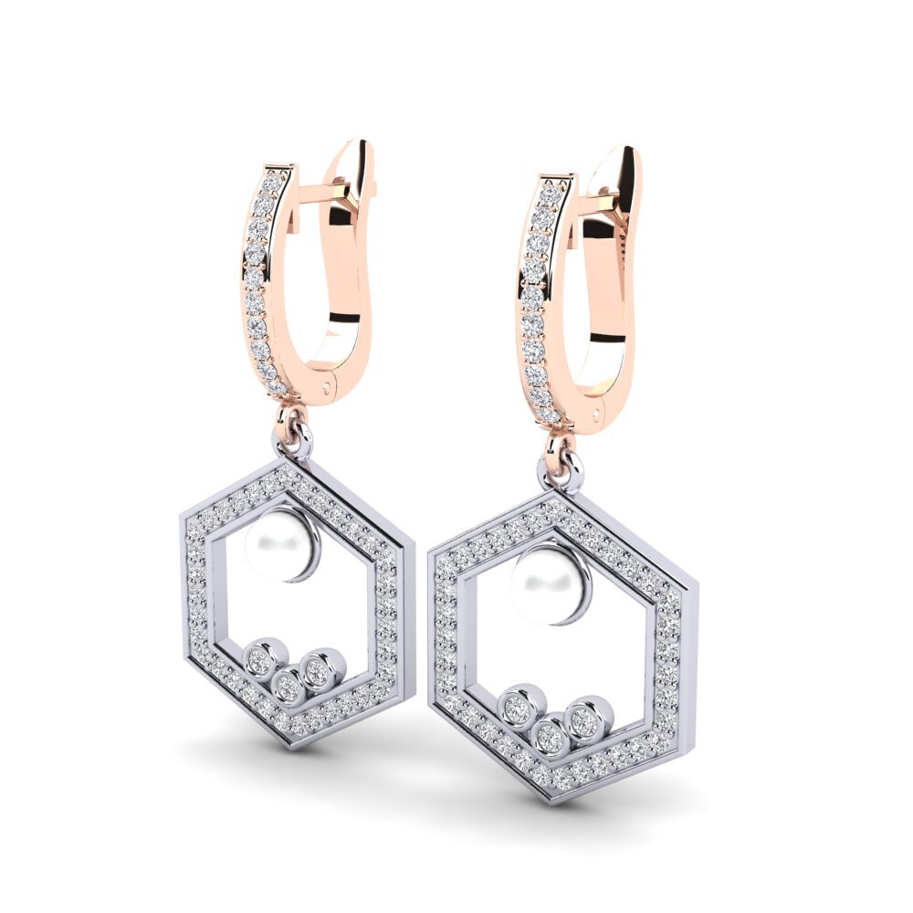 9ct Rose & White Gold Lab Grown Diamond Women's Earring Dizionario