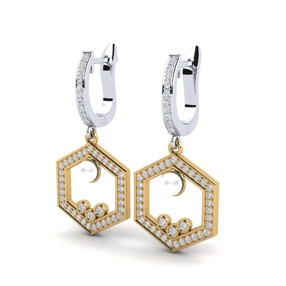 18ct White & Yellow Gold Lab Grown Diamond Women's Earring Dizionario