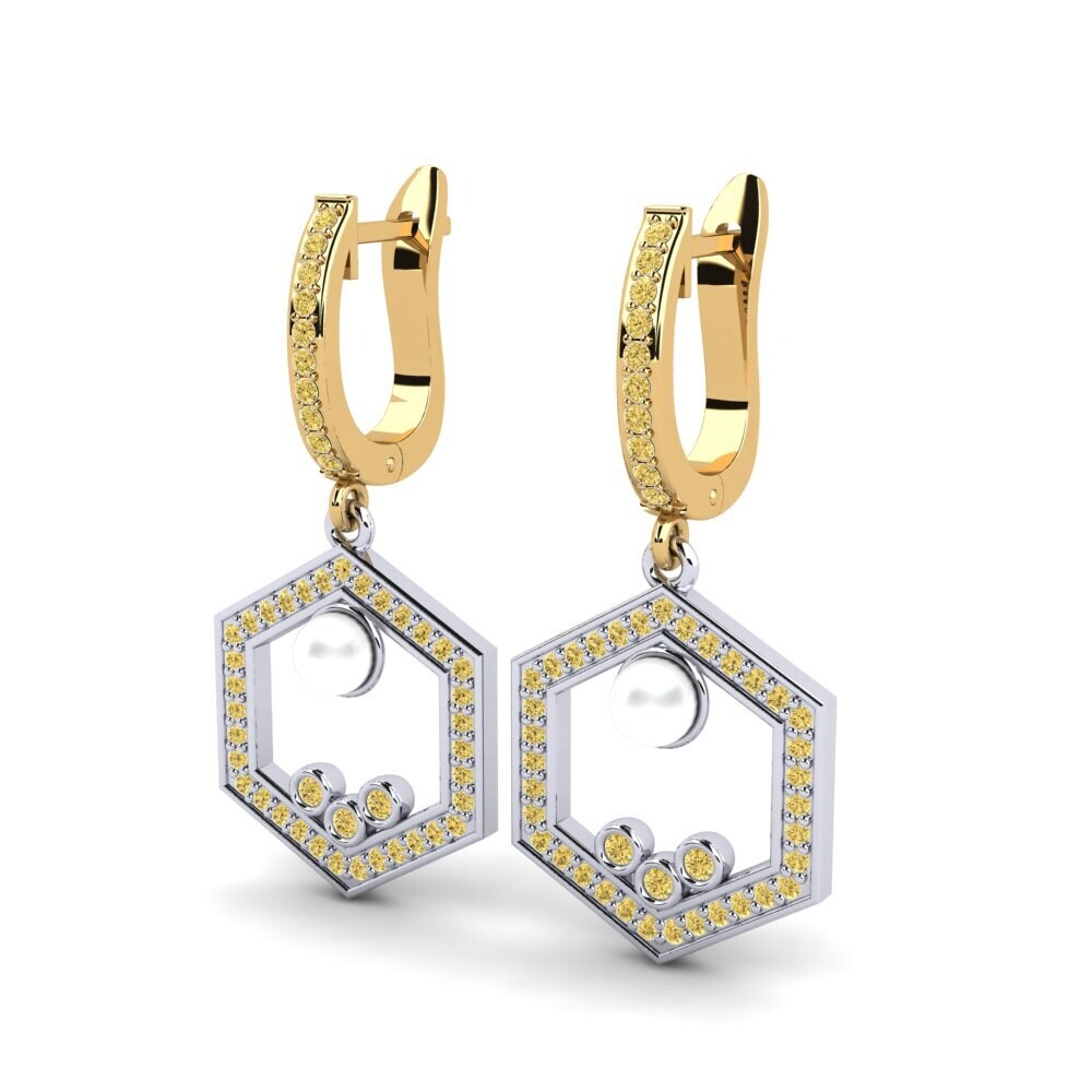 18ct Yellow & White Gold Yellow Diamond Women's Earring Dizionario