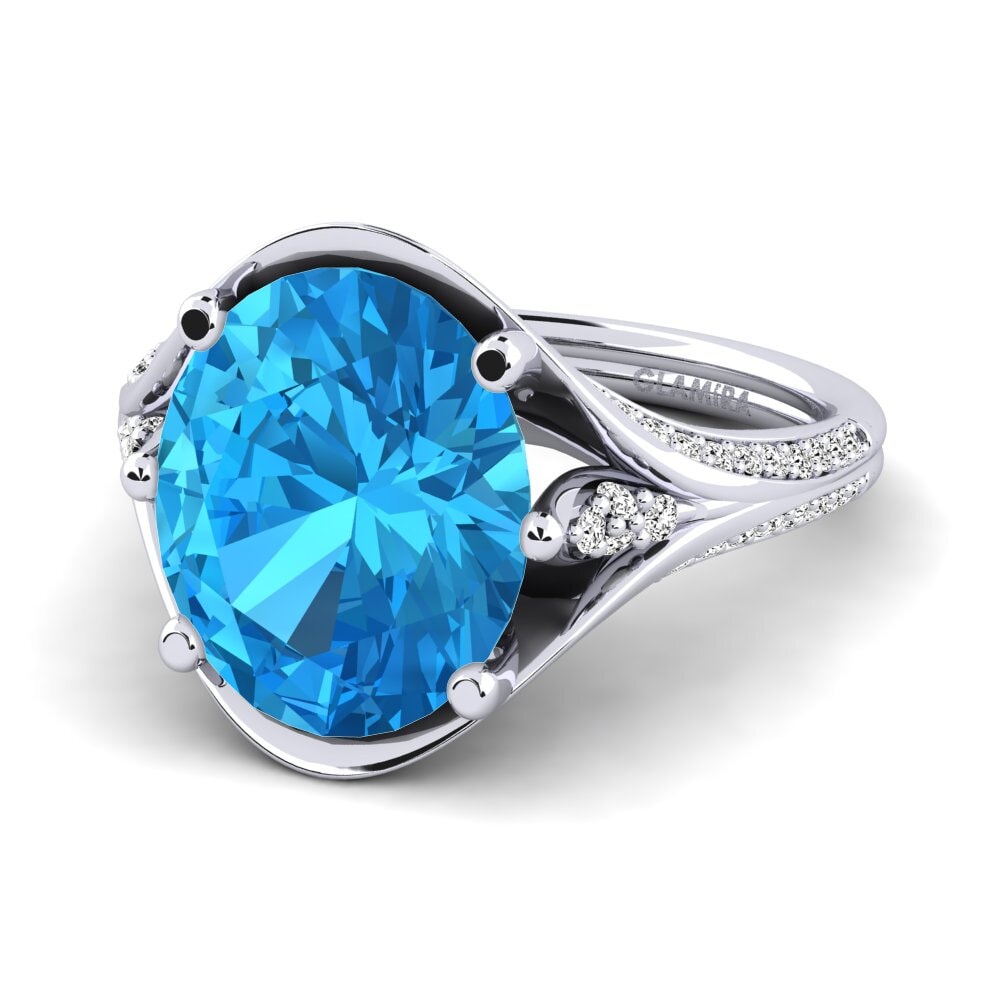Ovalado Topacio azul Anillo Djamila
