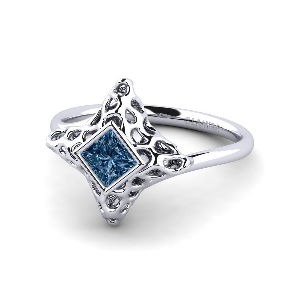 Princess Blue Diamond Engagement Ring Dluay