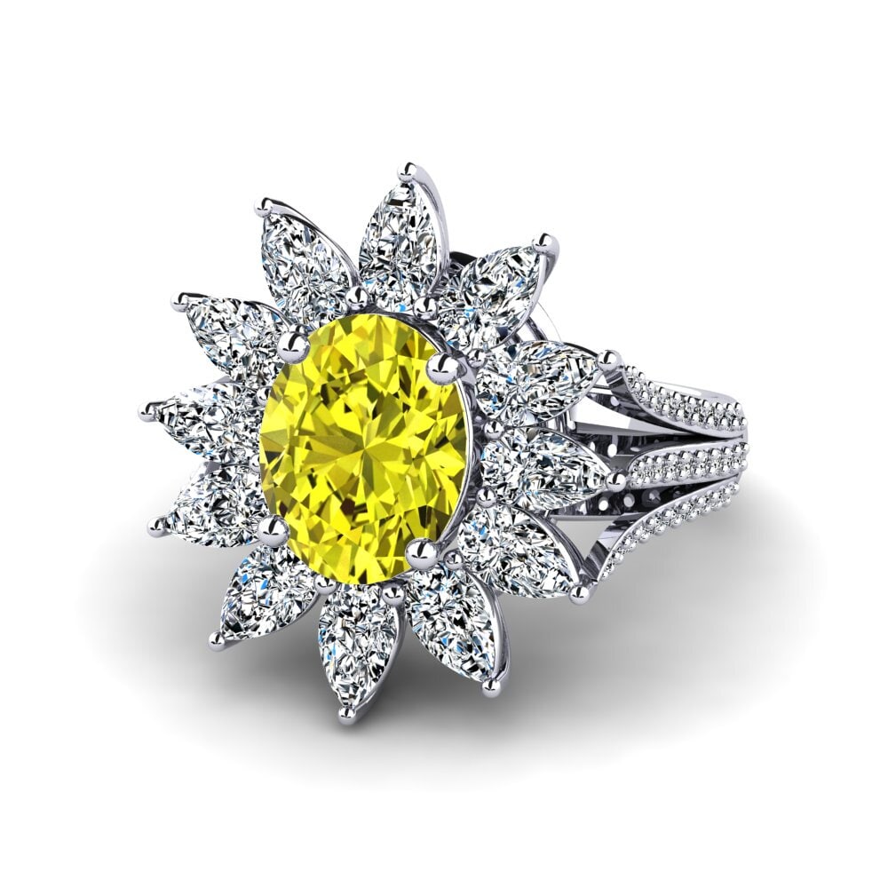 Diamante Amarelo Anel de Noivado Dobbin