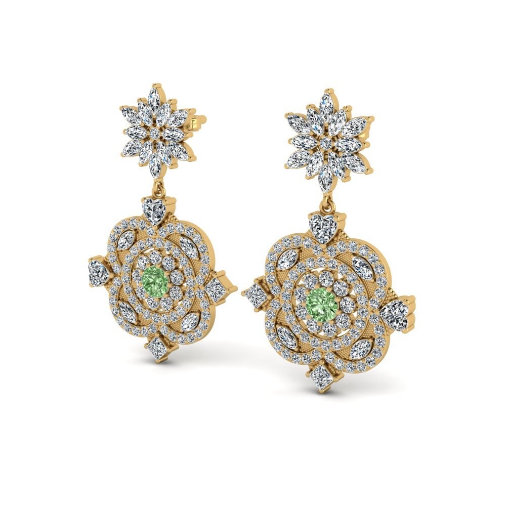 Diamante Verde Brincos Feminino Dombroski