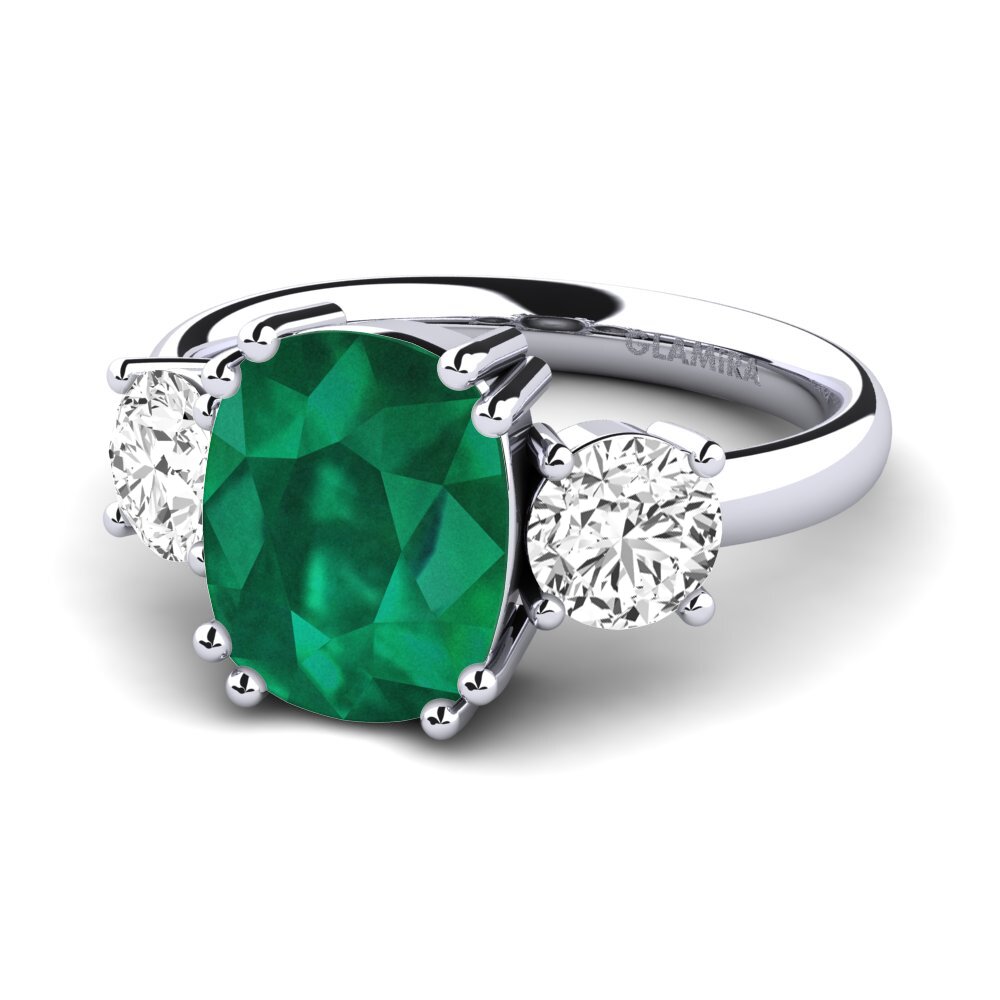 White Silver Emerald Ring Domela