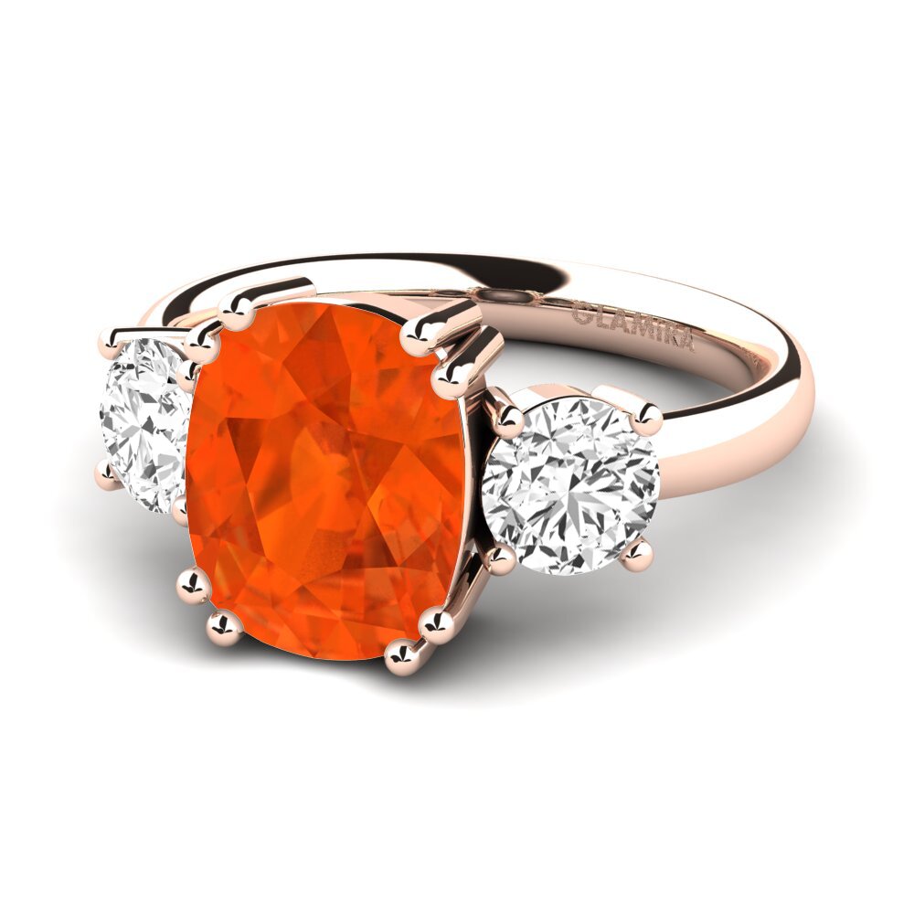 9k Rose Gold Fire-Opal Ring Domela