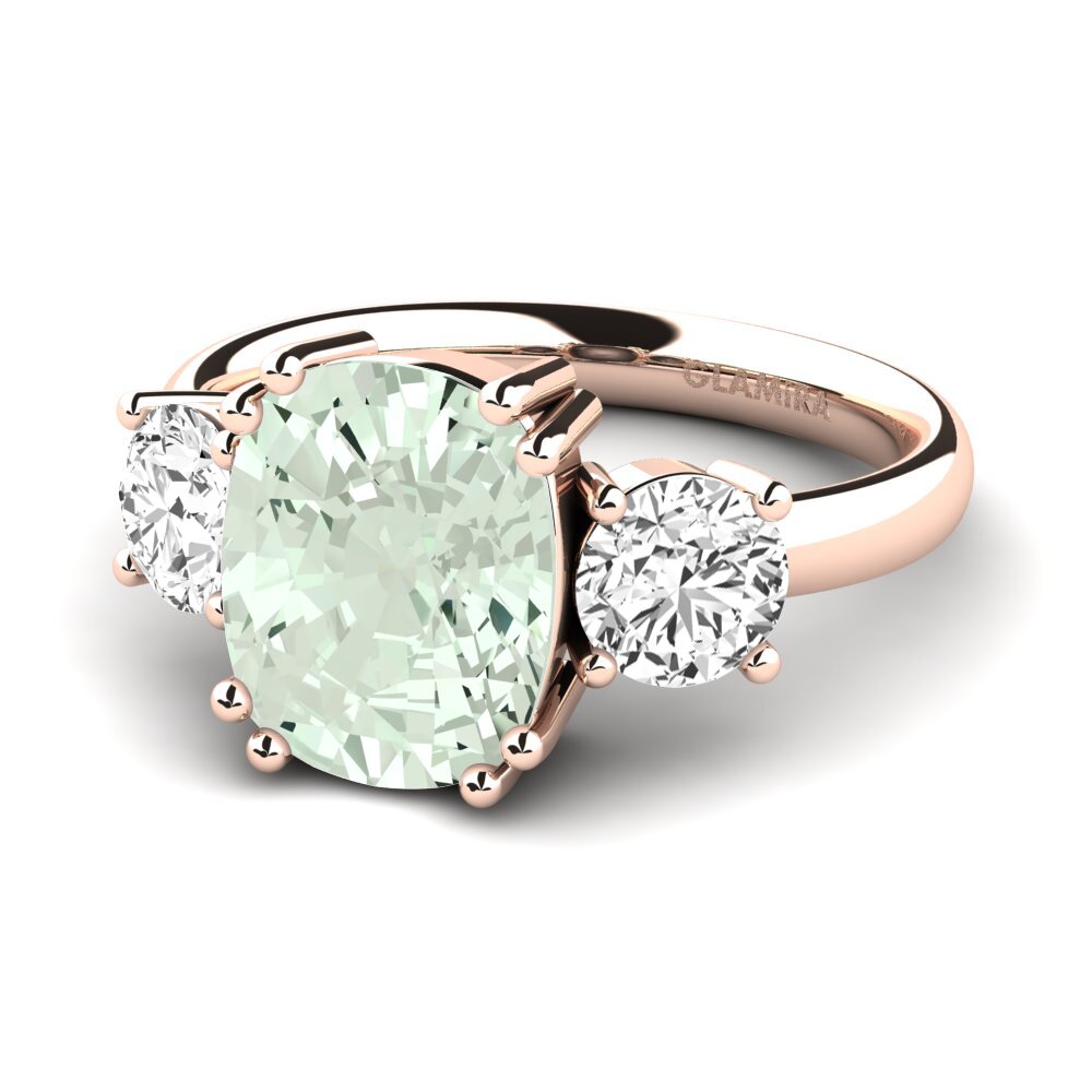 9k Rose Gold Green Amethyst Ring Domela
