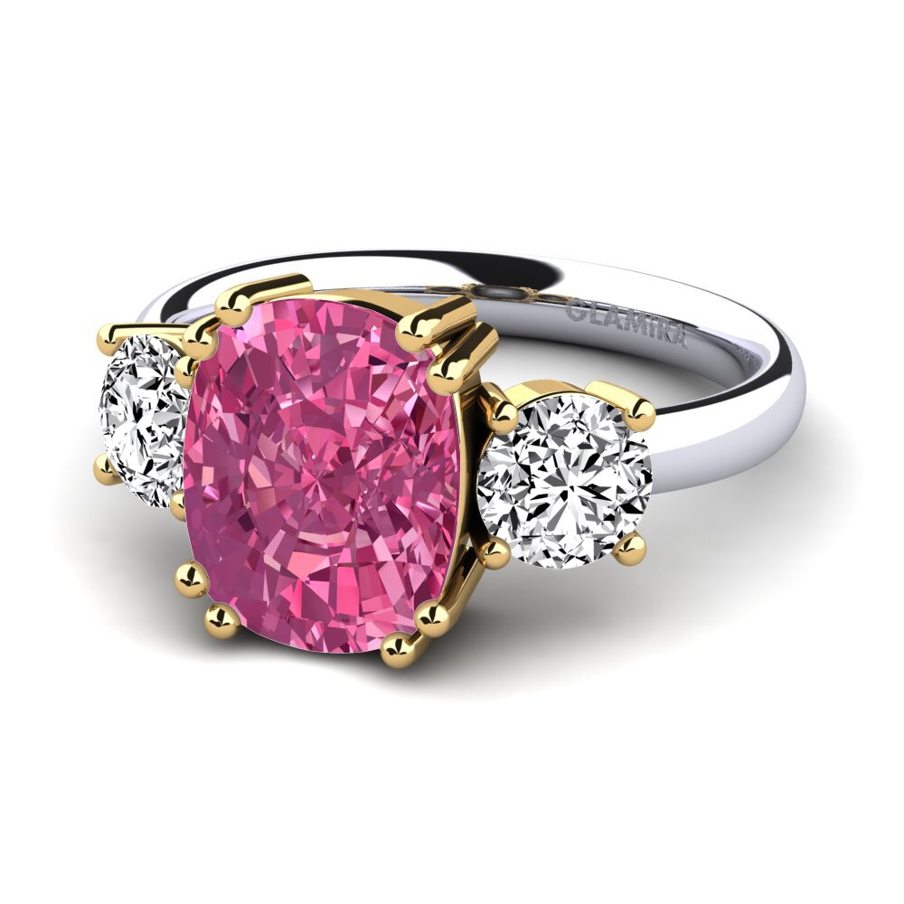 14ct Yellow / White Gold Pink Tourmaline Ring Domela