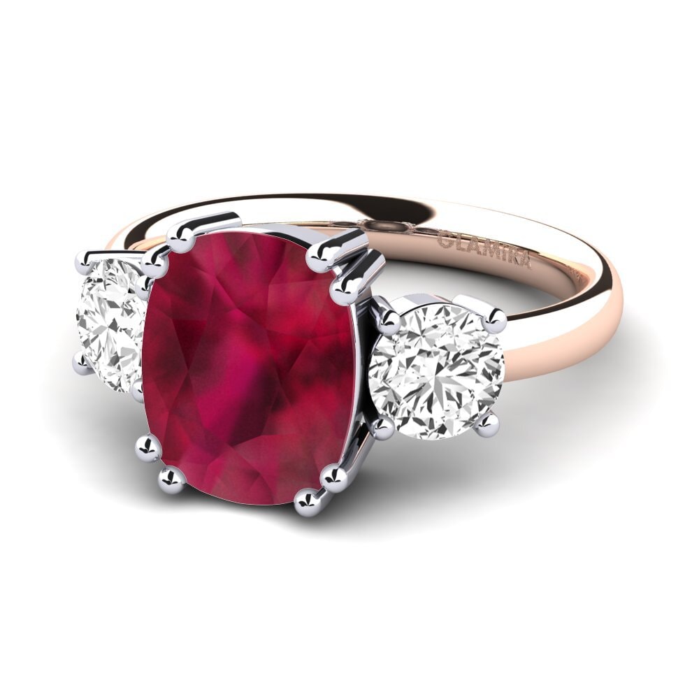 14k White & Rose Gold Ruby Ring Domela