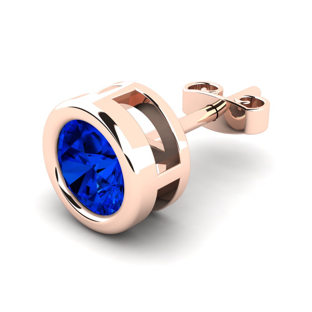 14k Oro Rosa Safiro (Creado en Laboratorio) Pendiente para hombre Donatien