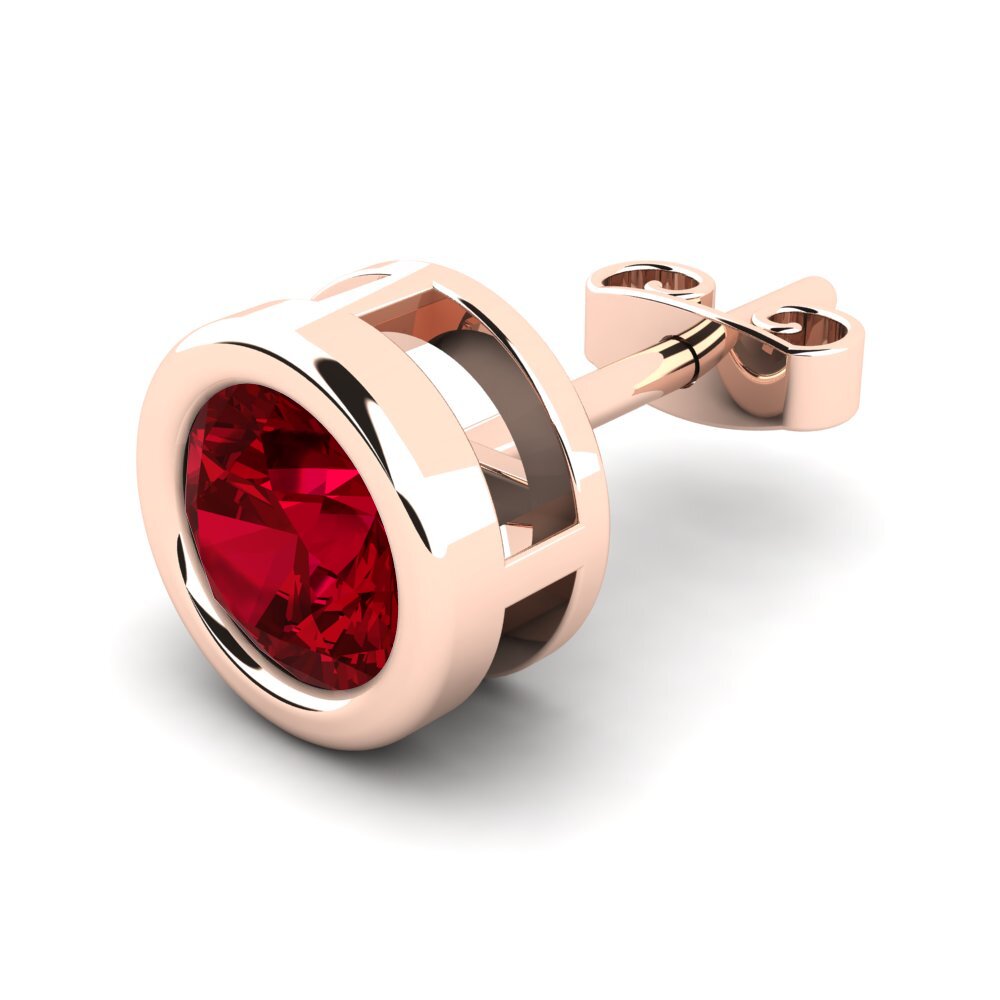 14k Oro Rosa Circonita Roja Pendiente para hombre Donatien