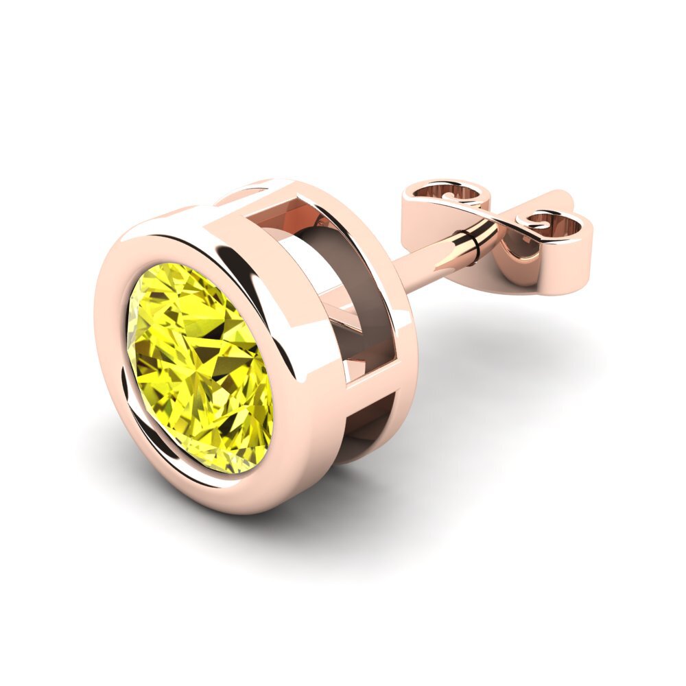 9ct Rose Gold Yellow Diamond Men's Earring Donatien