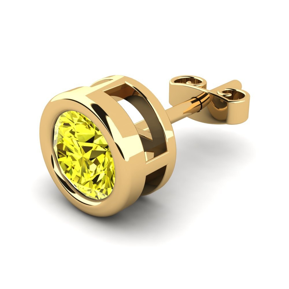 18k Oro Amarillo Diamante Amarillo Pendiente para hombre Donatien