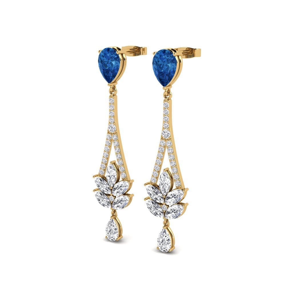 Zircônia azul escuro Brincos Feminino Donello