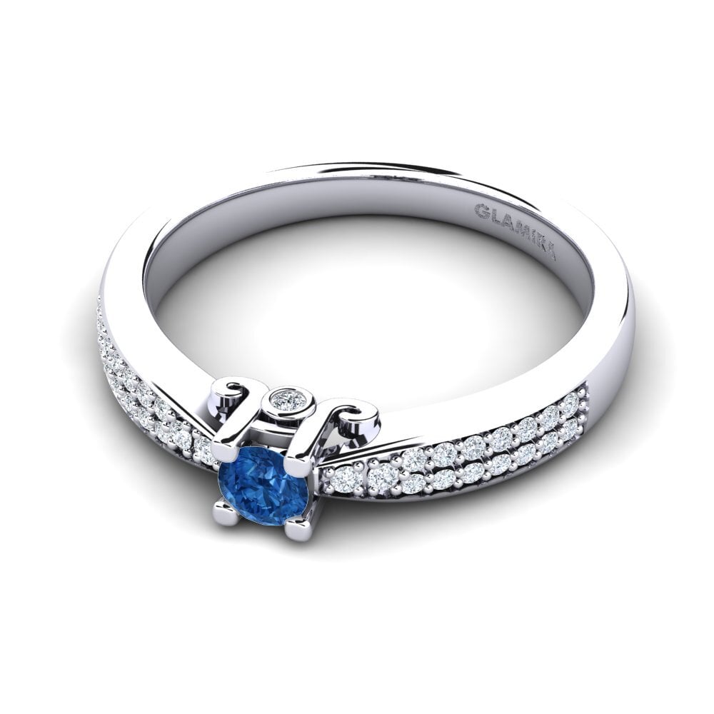 Circonita Azul Oscuro Anillo de compromiso Donielle 0.16 crt