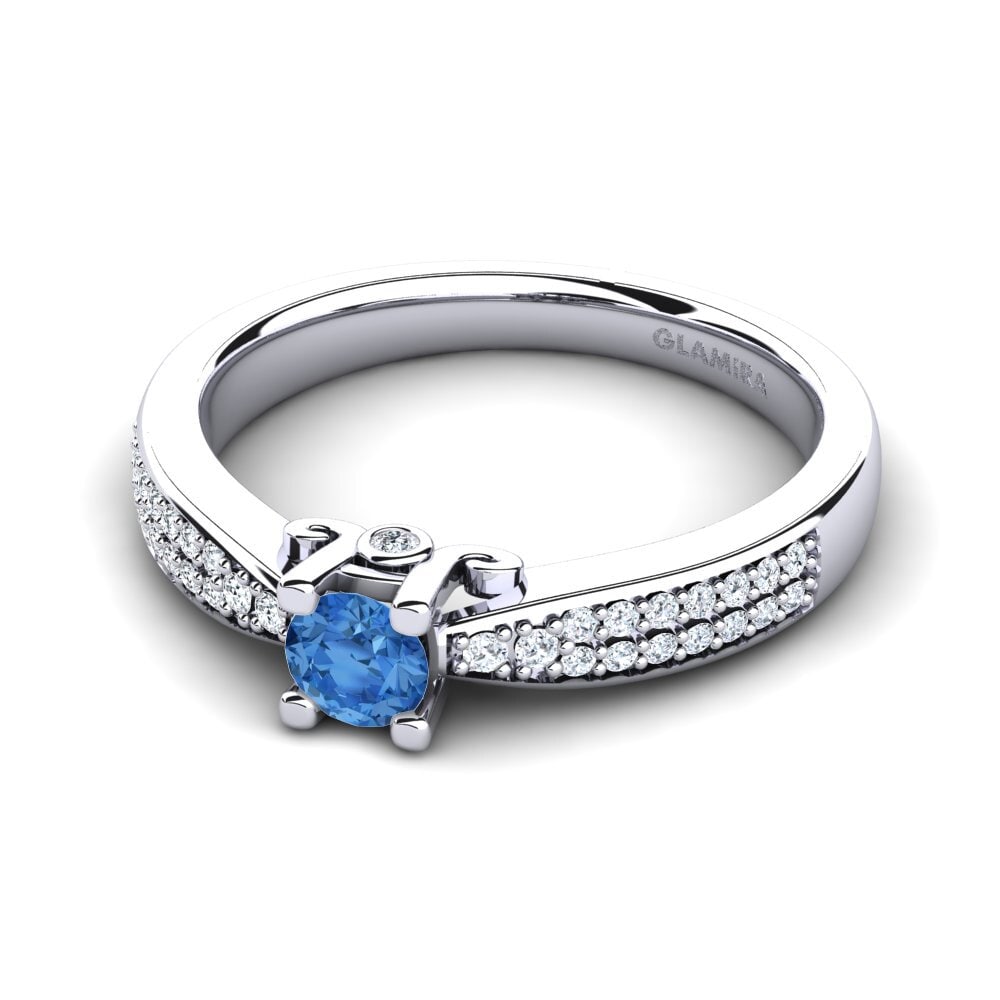 Circonita Azul Oscuro Anillo de compromiso Donielle 0.25 crt