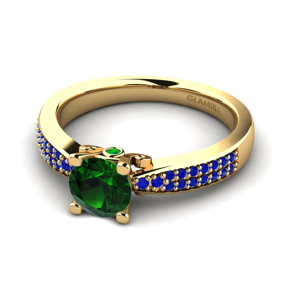 14ct Yellow Gold Green Tourmaline Engagement Ring Donielle 0.8 crt