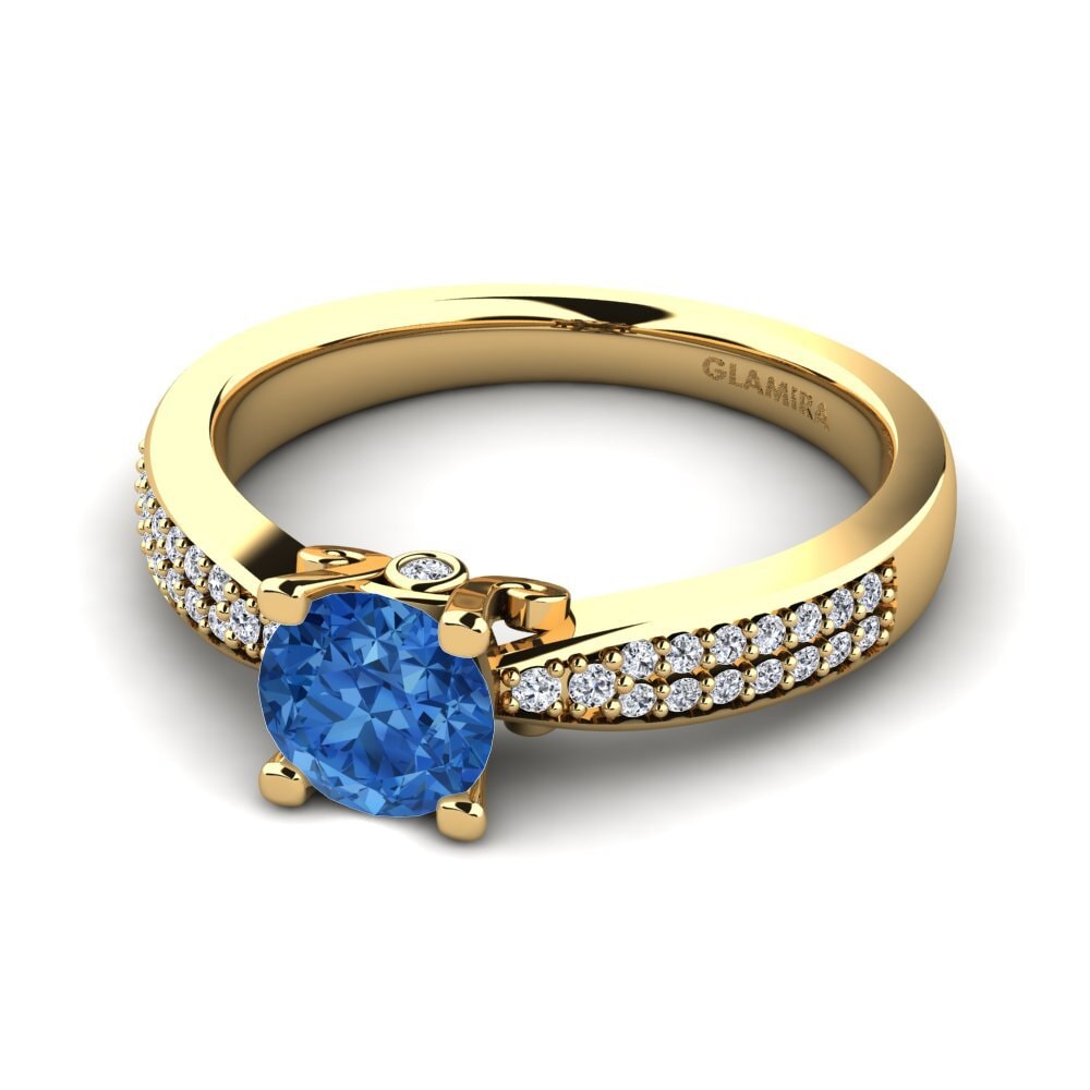 Circonita Azul Oscuro Anillo de compromiso Donielle 0.8 crt