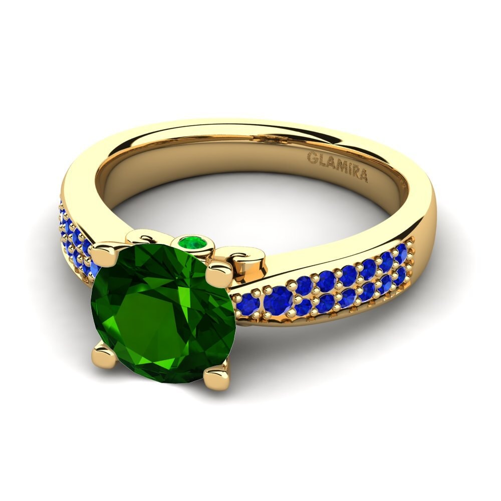 14ct Yellow Gold Green Tourmaline Engagement Ring Donielle 2.0 crt