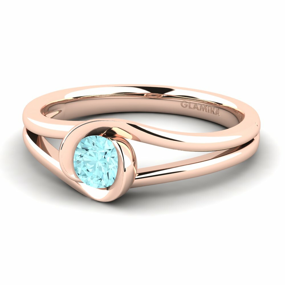 Verlobungsringe Solitär-Design Aquamarin Rotgold 585