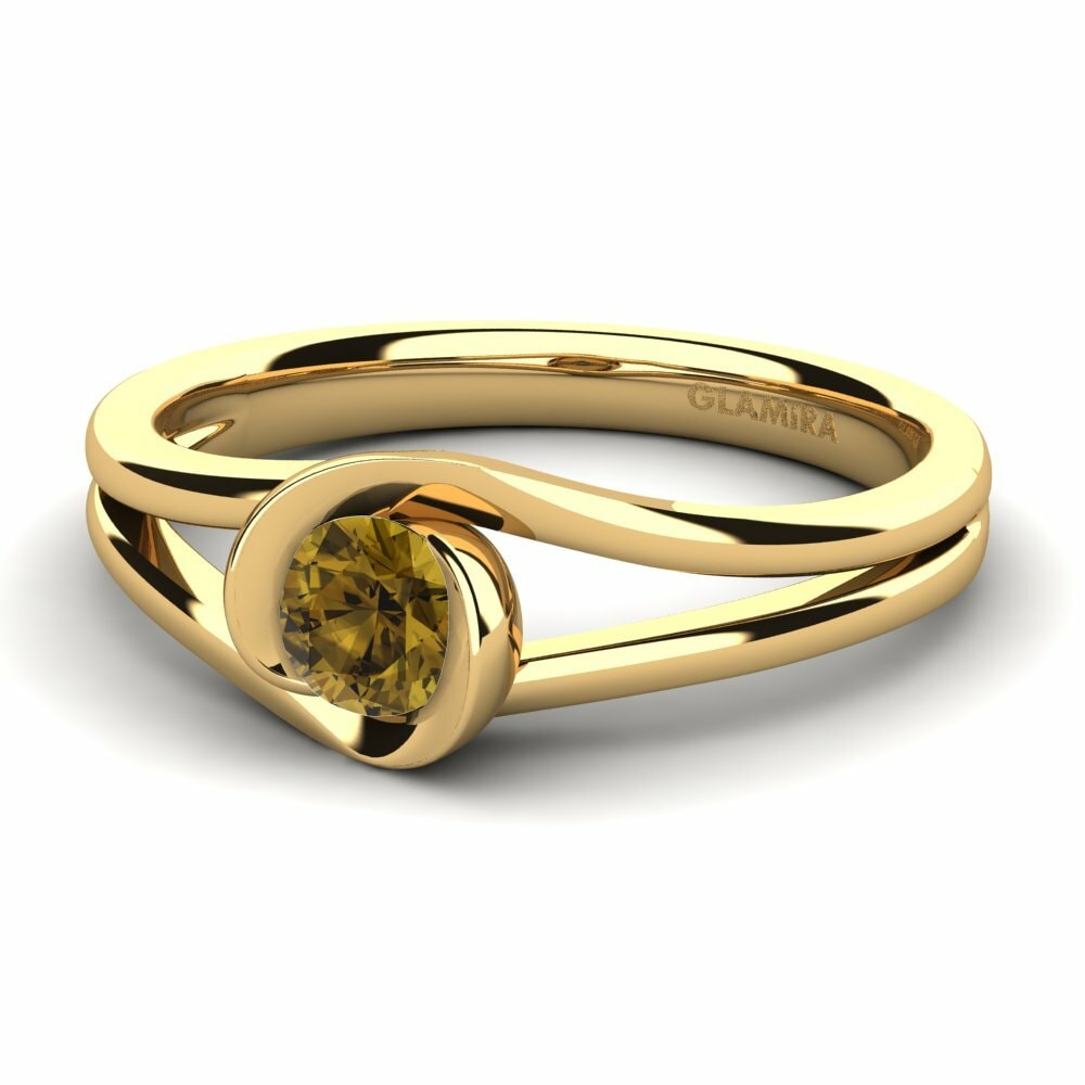 Bagues Or Jaune 18k Zircon Brun Créations Solitaires