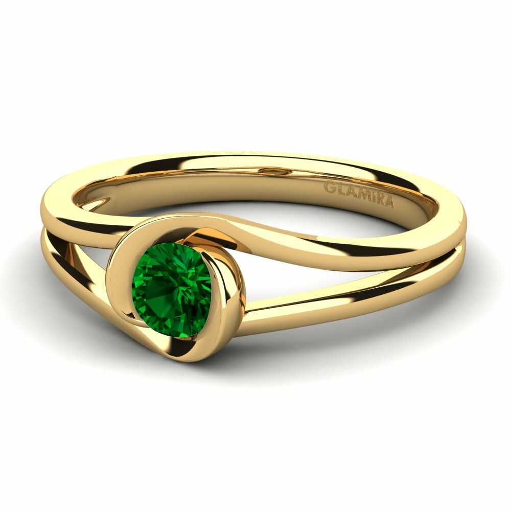 Bagues Or Jaune 18k Zircone Vert Créations Solitaires