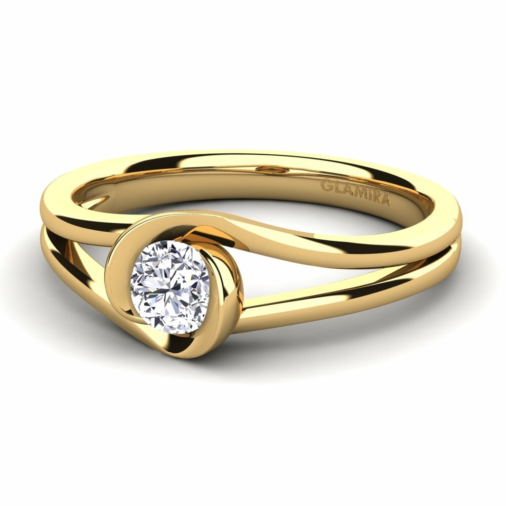 Bagues Or Jaune 18k Diamant De Synthèse Créations Solitaires