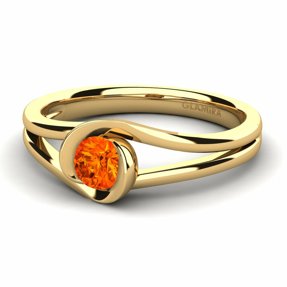 Bagues Or Jaune 18k Saphir orange Créations Solitaires