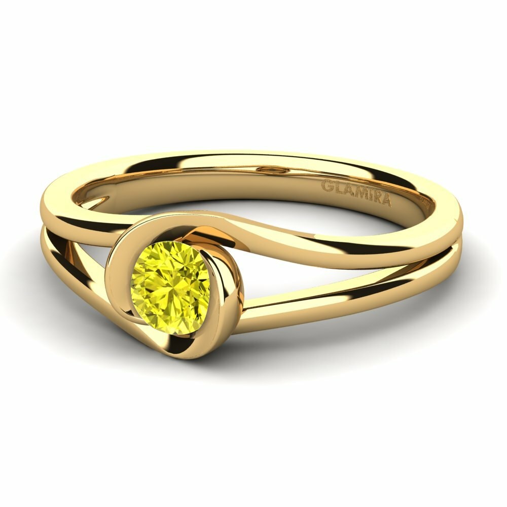 Bagues Or Jaune 18k Diamant Jaune Créations Solitaires