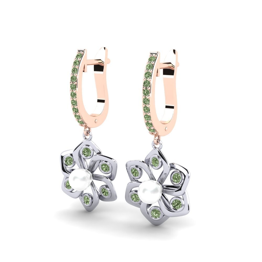9k Oro Rosa & Blanco Diamante Verde Pendiente de mujer Dorats