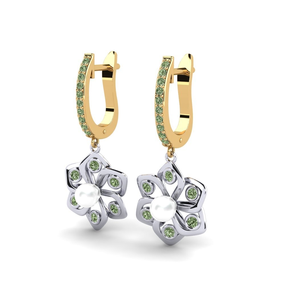 9ct Yellow & White Gold Green Diamond Women's Earring Dorats