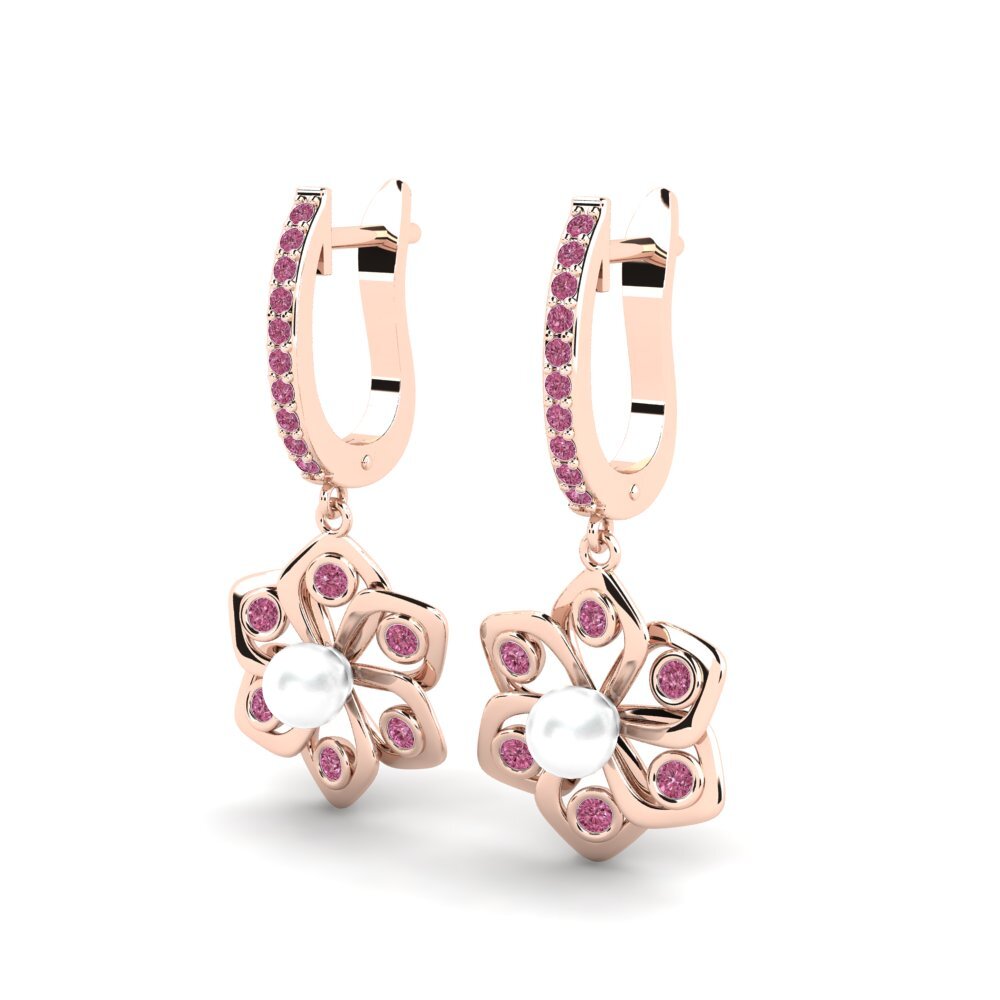 14k Oro Rosa Granate Rhodolite Pendiente de mujer Dorats