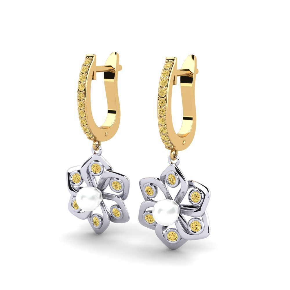 18ct Yellow & White Gold Yellow Diamond Women's Earring Dorats