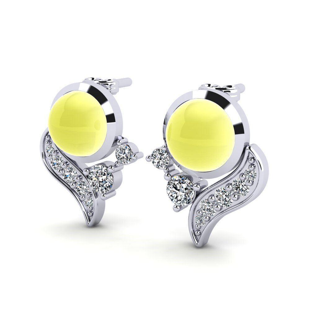 Cabochon Lemon Topaz Women's Earring Dorbeta