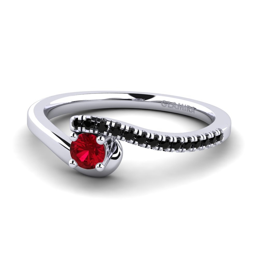 18k Oro Blanco Circonita Roja Anillo de compromiso Doreen