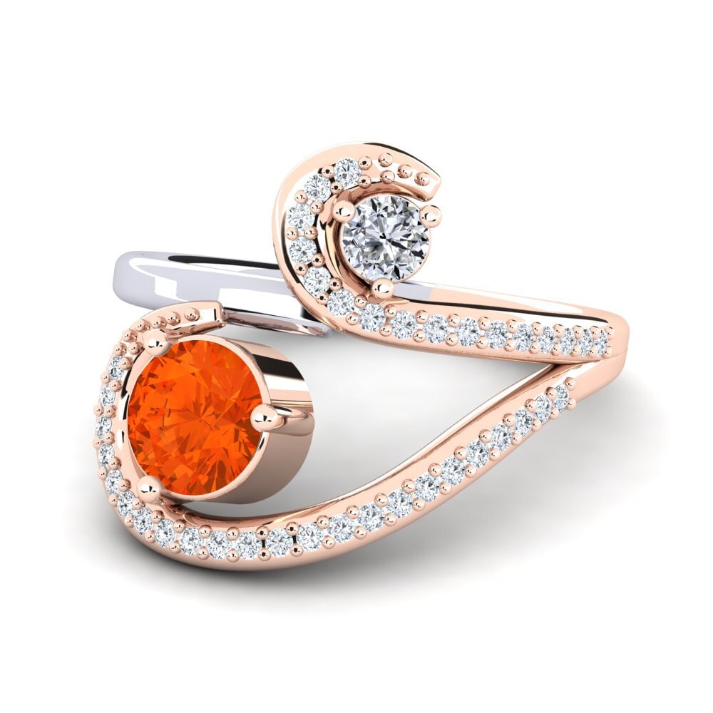 14ct Rose & White Gold Fire Opal Ring Dorenda