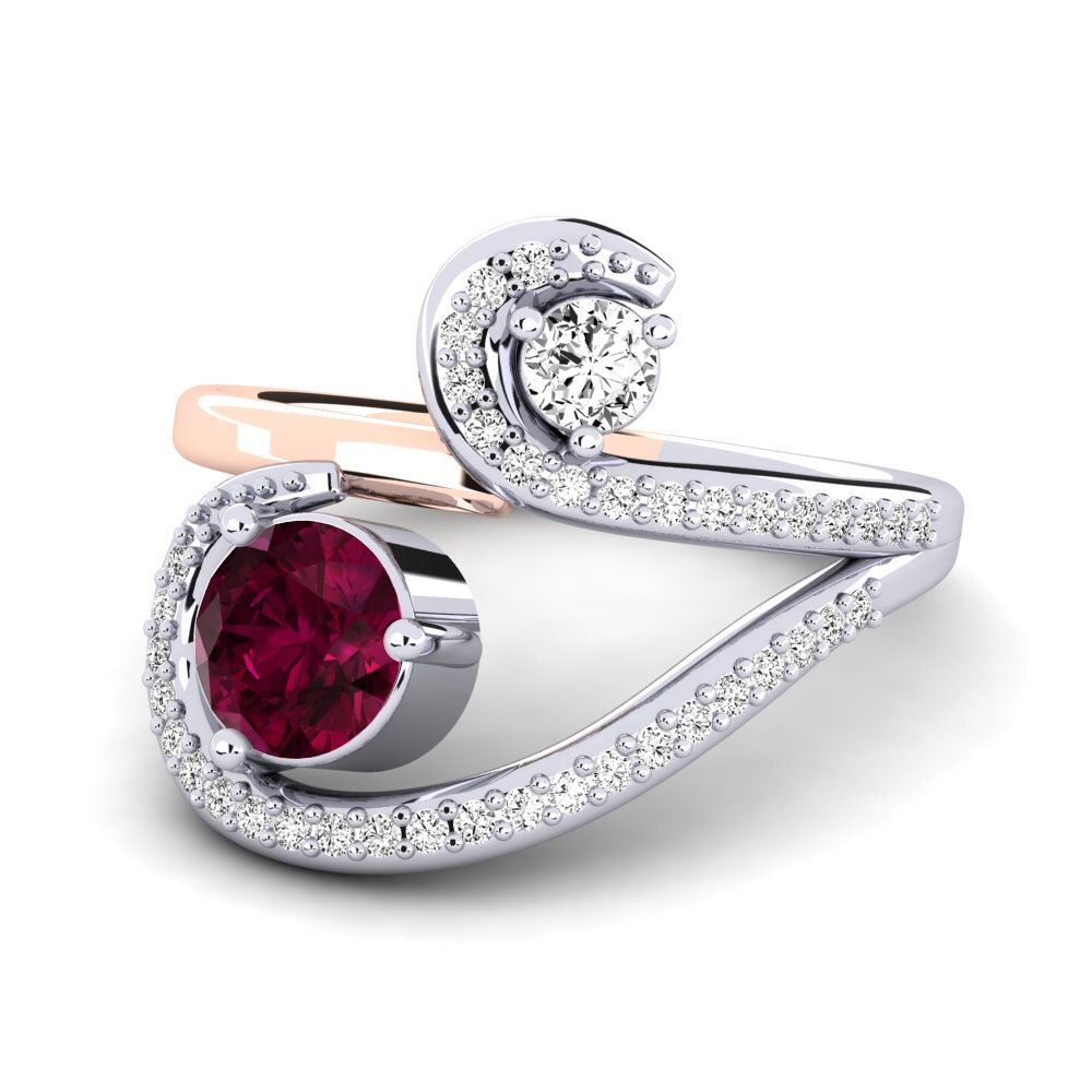 14k Oro Blanco & Rosa Granate Rhodolite Anillo Dorenda