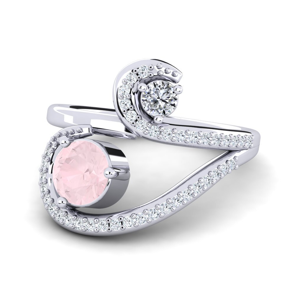 Or Blanc 9k Quartz Rose Bague Dorenda