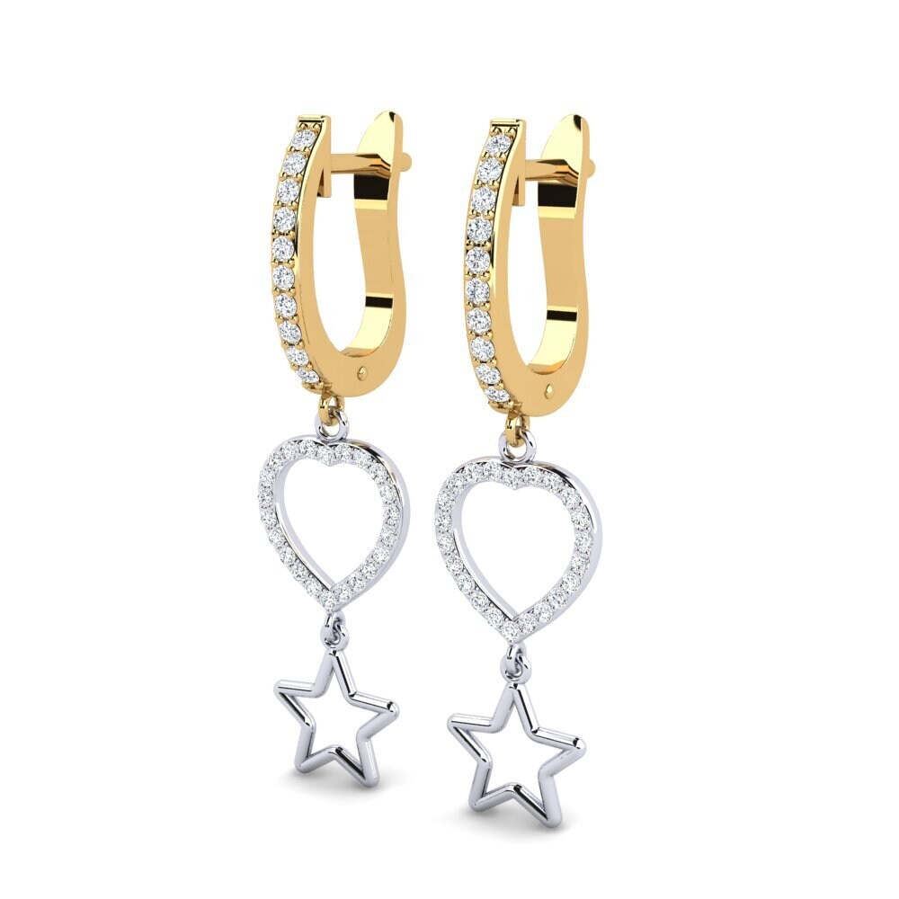 14k Oro Amarillo/Blanco Pendiente de mujer Doretta