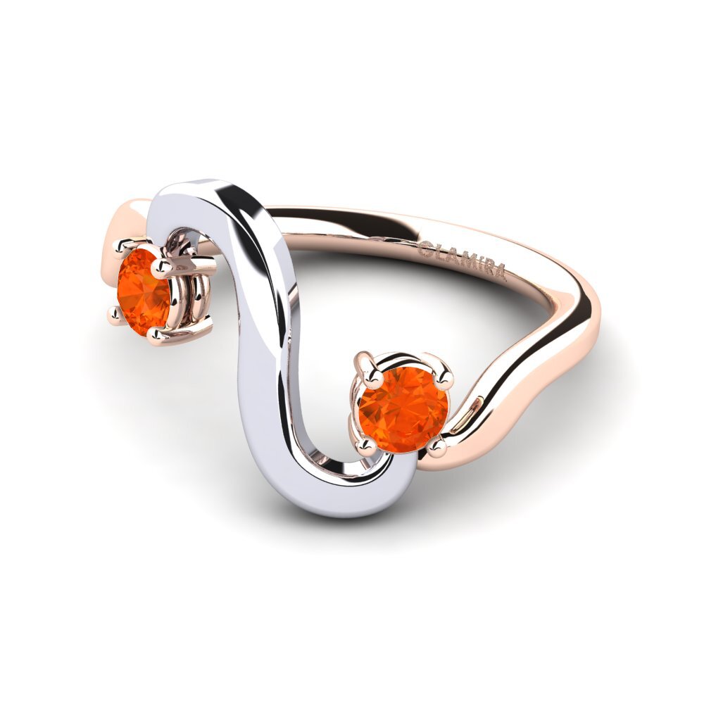 14ct Rose & White Gold Fire Opal Ring Dorilla
