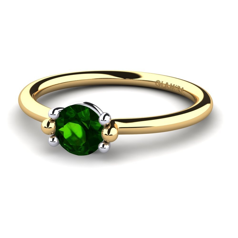 14ct Yellow & White Gold Green Tourmaline Women's Ring Dorotea 0.5 crt