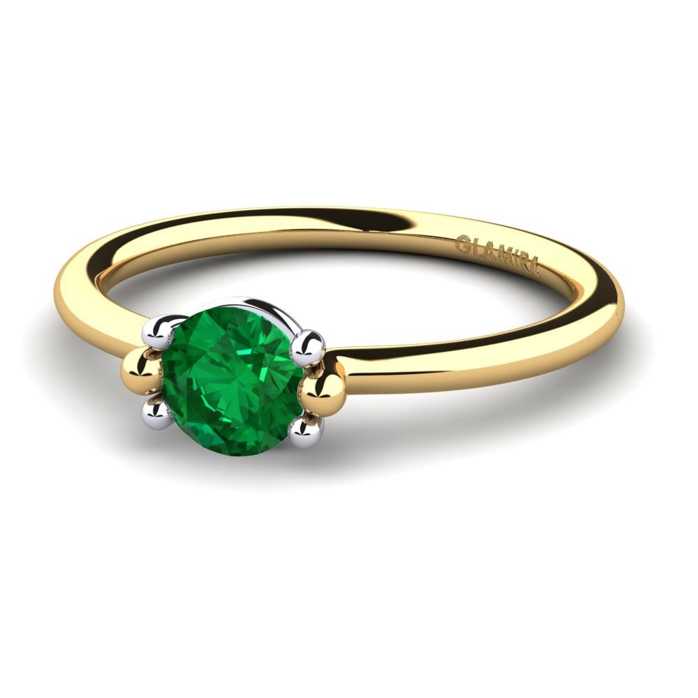18ct Yellow & White Gold Emerald (Lab Created) Women's Ring Dorotea 0.5 crt