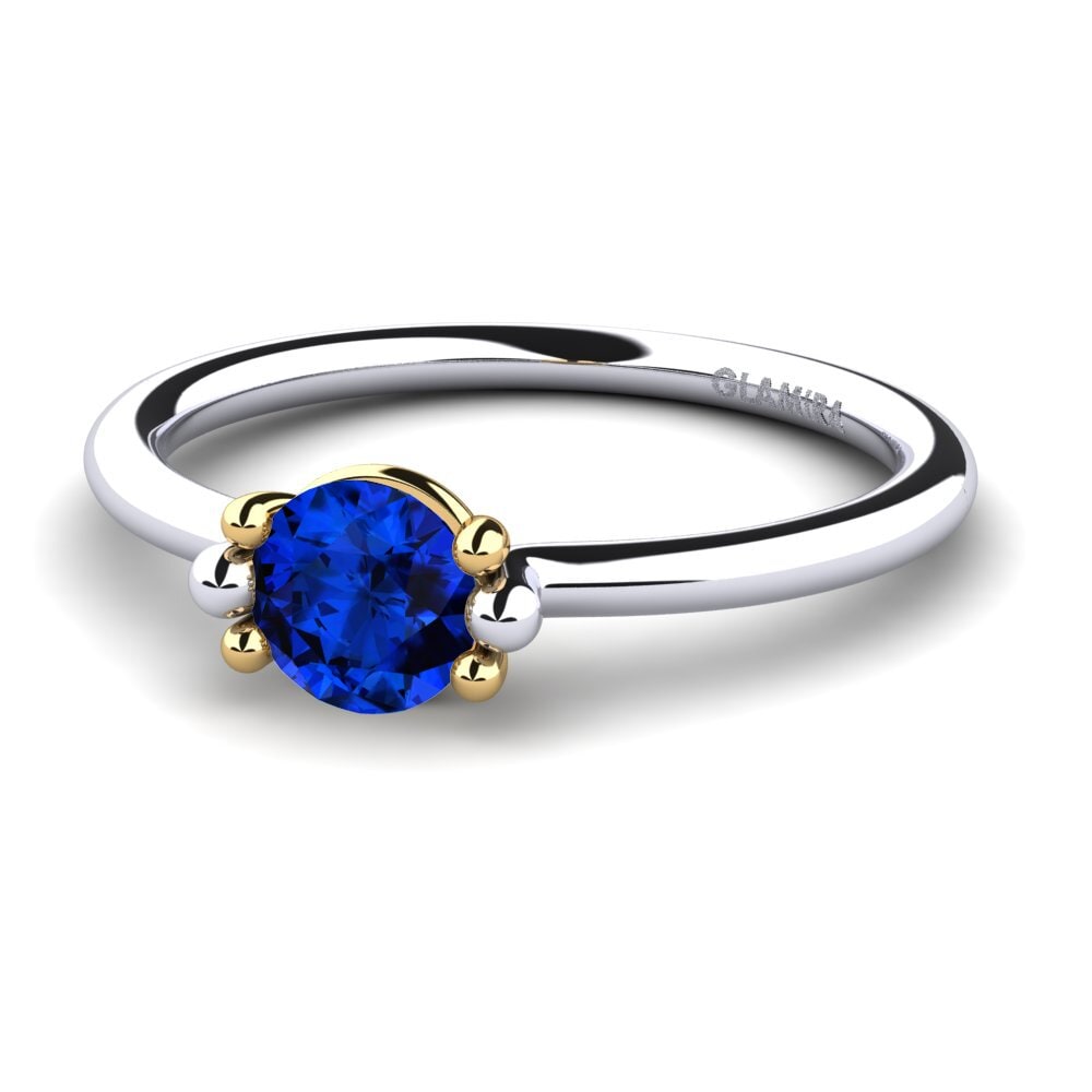 18ct White & Yellow Gold Sapphire (Lab Created) Women's Ring Dorotea 0.5 crt