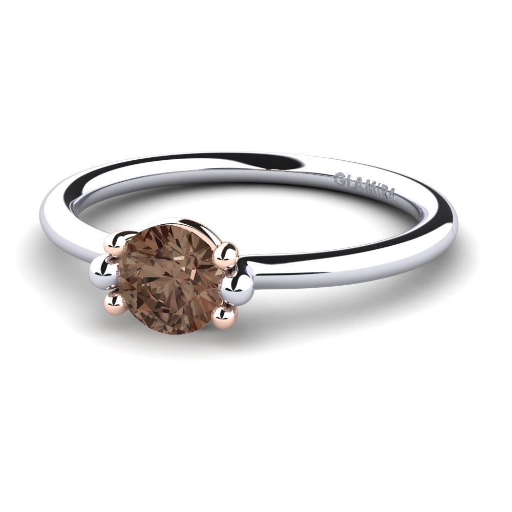 9ct White & Rose Gold Smoky Quartz Women's Ring Dorotea 0.5 crt
