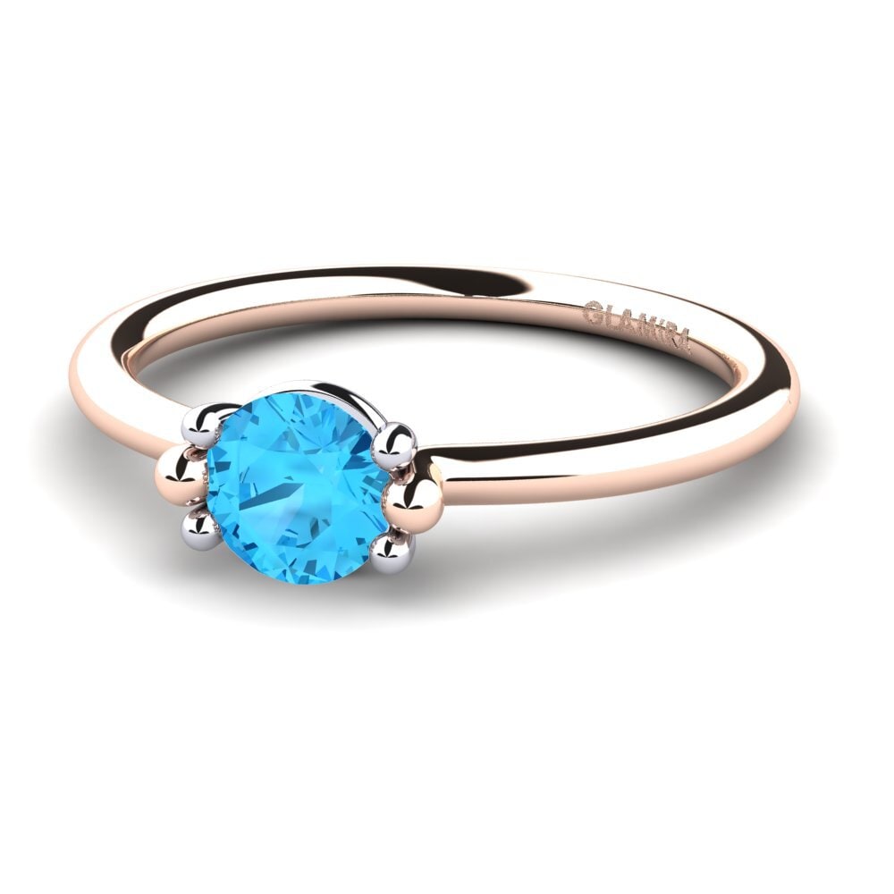 18ct Rose & White Gold Blue Topaz Women's Ring Dorotea 0.5 crt